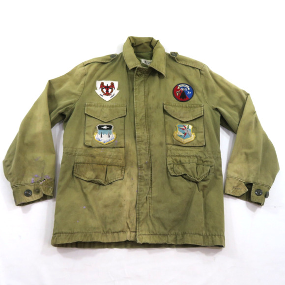 Unbranded Other - M-52 USAF Green Military Jacket w/Patches SR-71 Sz S-M? Distressed Look Vintage